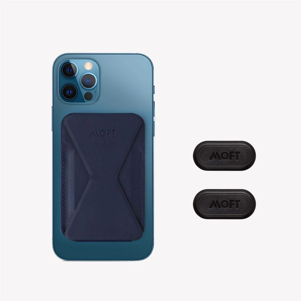 Picture of  Apple MacBook Air 13\" 2020  | MOFT Snap on Phone Stand and Wallet for iPhone 13 iPhone 12 Pro Max Card Holder Phone Stand (Oxfold Blue)