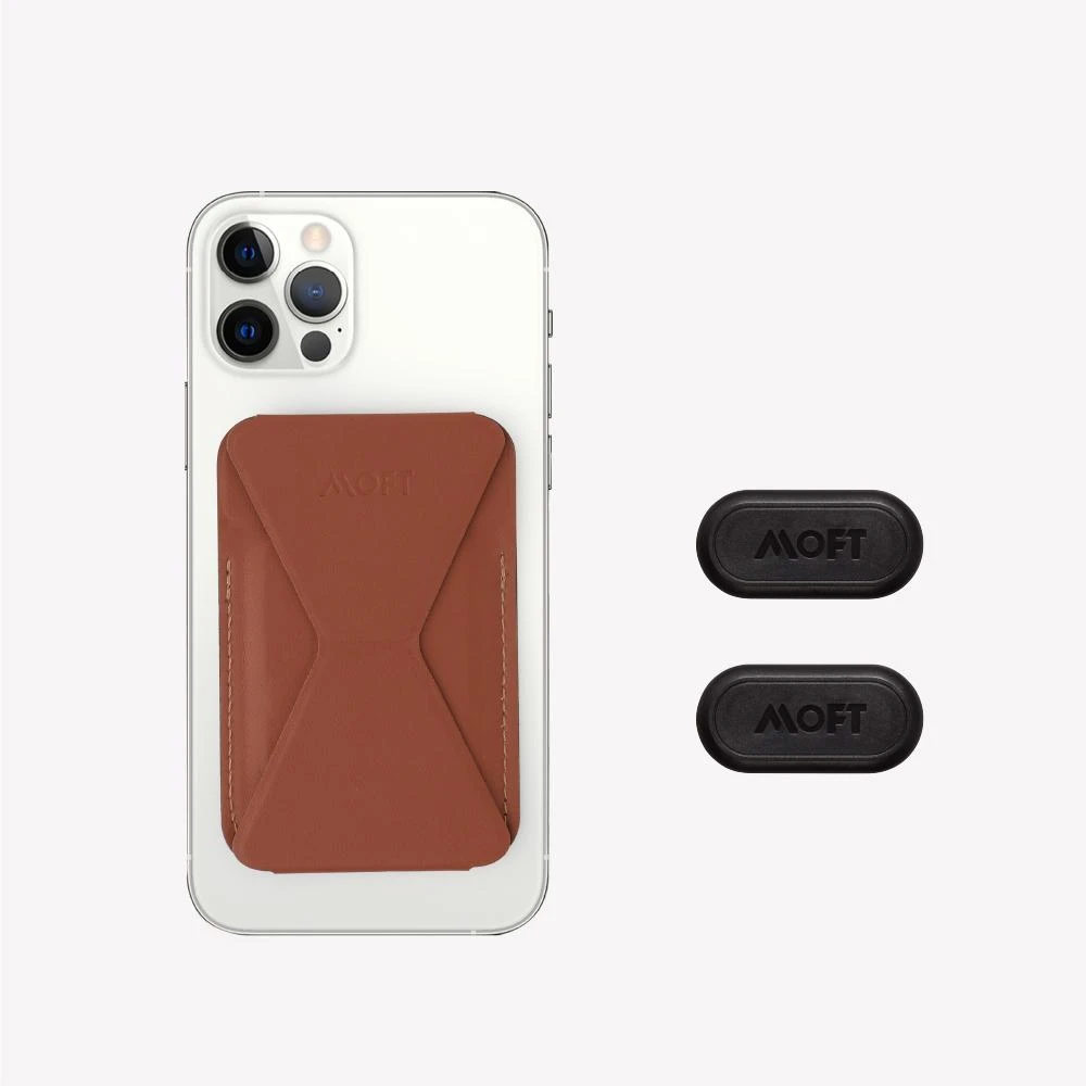 Picture of  Apple MacBook Air 13\" 2020  | MOFT Snap on Phone Stand and Wallet for iPhone 13 iPhone 12 Pro Max Card Holder Phone Stand (Sierra Brown)