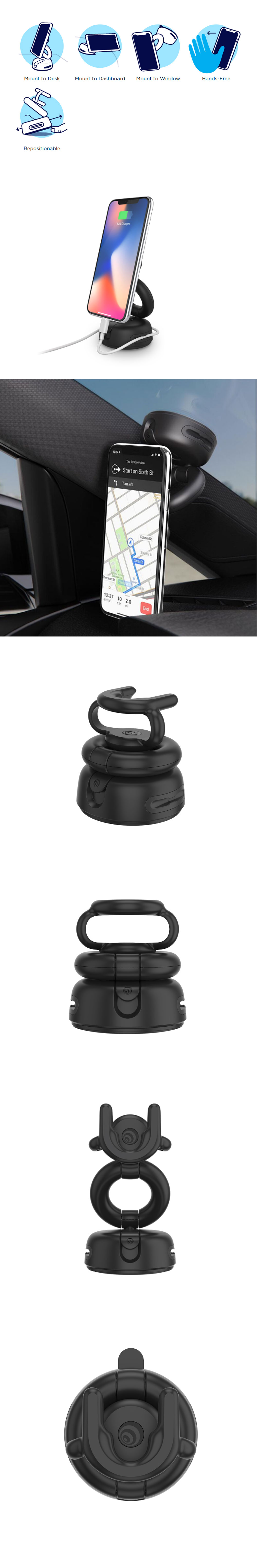 Picture of Popsockets PopMount 2 Dash and Windshield Car Dash Car Mount Car Windscreen Mount for Popsockets Gen 2 (Black)