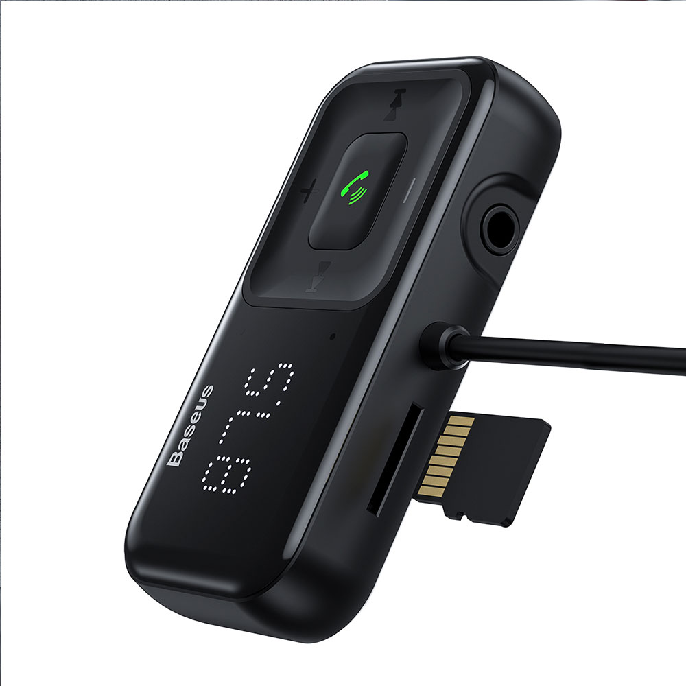 Picture of Baseus Wireless Bluetooth MP3 Dual USB Car Charger Battery Voltaga Monitoring Car Charger Hand Free Call Car Charger TF Card Aux Music Playback Car Charger