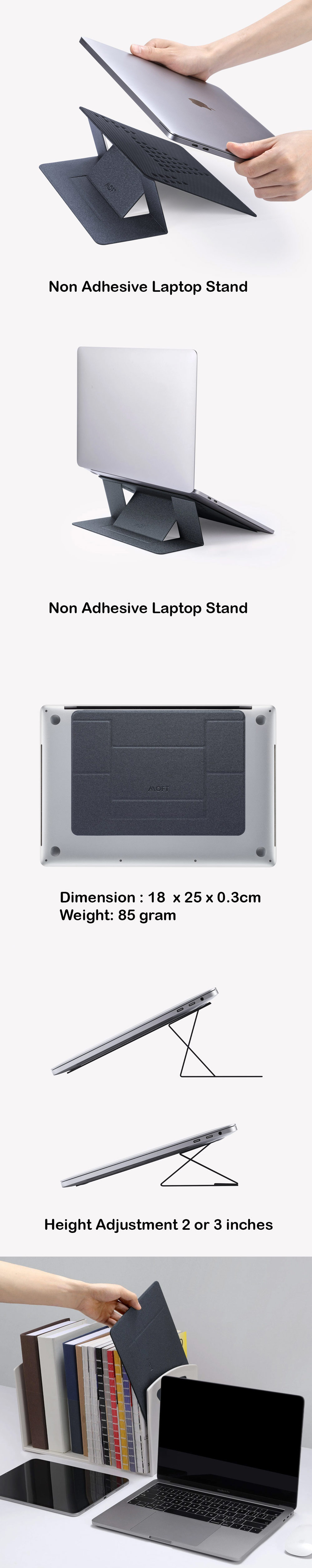 Picture of  Apple MacBook Air 13\" 2020  | MOFT Invisible Laptop Stand NON Adhesive with Holes for Heat Dissipation for Laptop Macbook Air 13 M1 Macbook Pro 13 M1 (Space Grey)