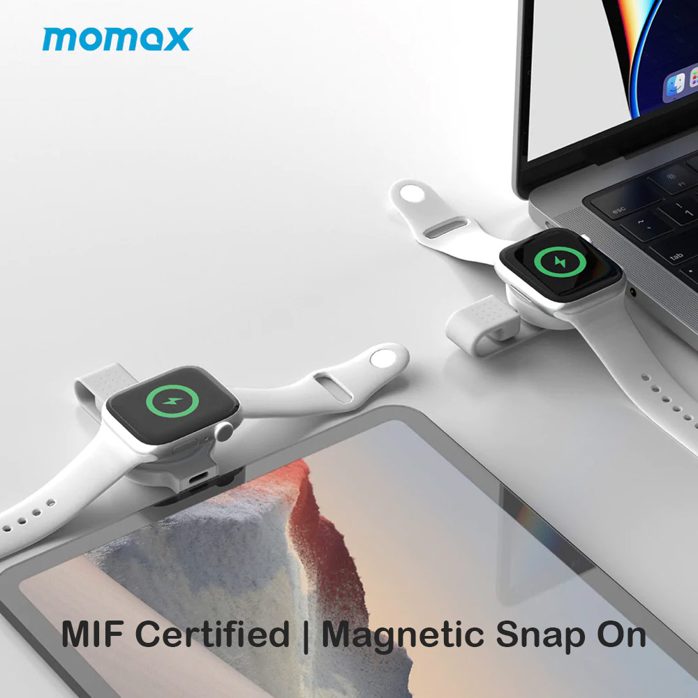 Picture of Apple Watch 40mm Charger | Momax USB-C Portable Magnetic Snap Wireless charger for Apple Watch 38mm 40mm 42mm 44mm 41mm 45mm Series 6 7 8 Ultra