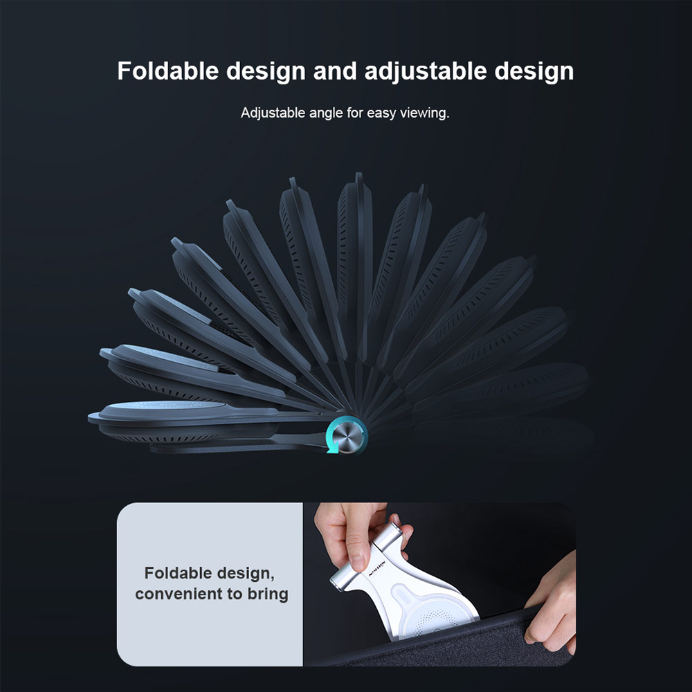 Picture of  Apple iPhone 12 6.1  | Nillkin MagStand Wireless Charging Foldable Stand with Heat Dissipation Cooling for Magsafe Compatible for iPhone 12 iPhone 13 Pro Max (Silver)