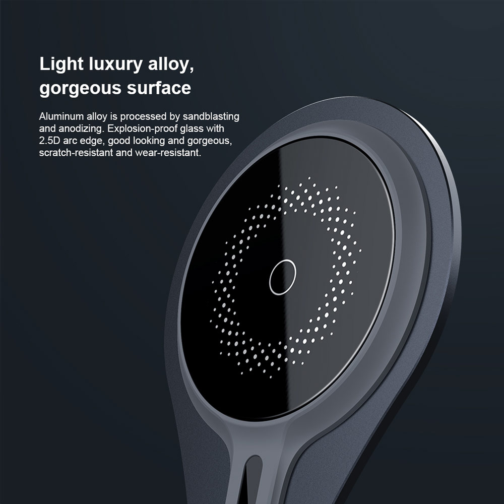 Picture of  Apple iPhone 12 6.1  | Nillkin MagStand Wireless Charging Foldable Stand with Heat Dissipation Cooling for Magsafe Compatible for iPhone 12 iPhone 13 Pro Max (Silver)