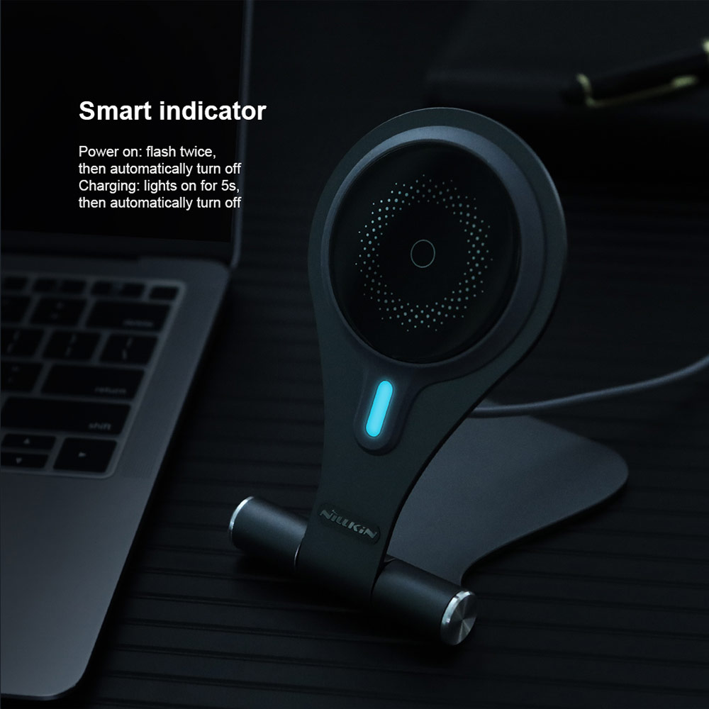 Picture of  Apple iPhone 12 6.1  | Nillkin MagStand Wireless Charging Foldable Stand with Heat Dissipation Cooling for Magsafe Compatible for iPhone 12 iPhone 13 Pro Max (Silver)