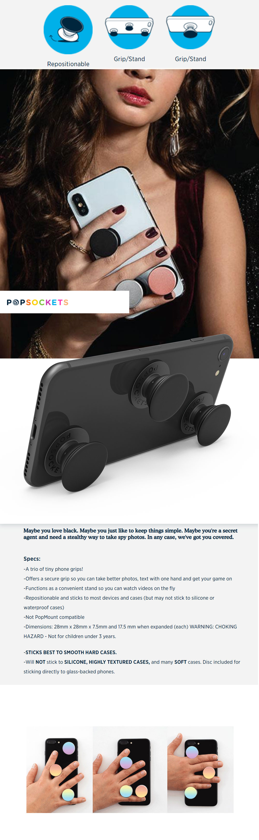 Picture of Popsockets PopMinis Triple (Black)