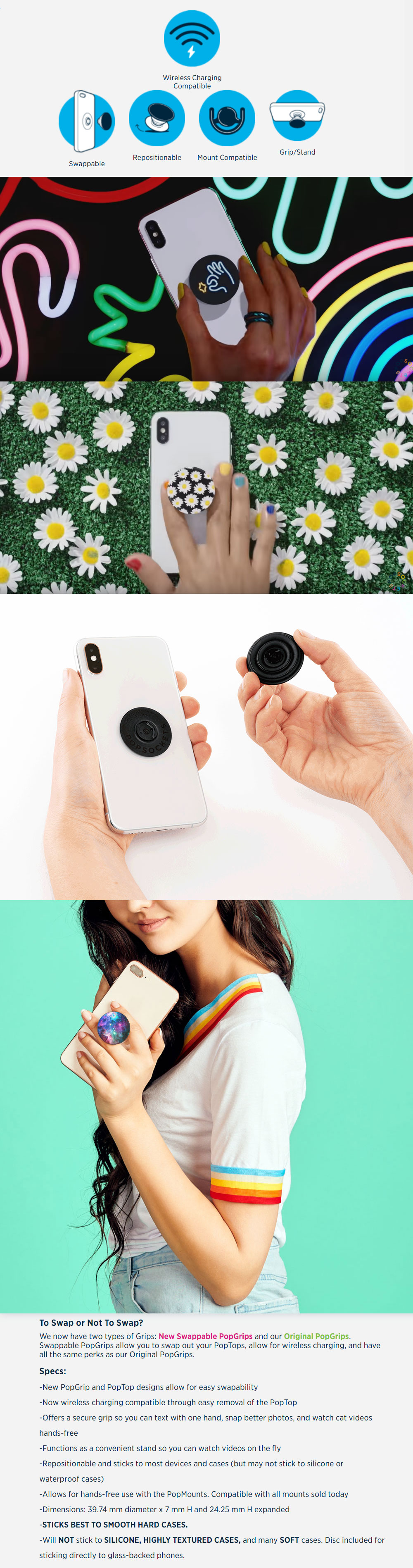 Picture of Popsockets PopGrip Swappable (Black)