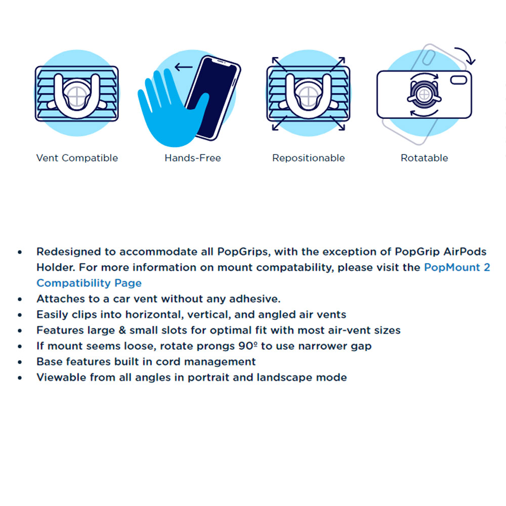 Picture of Popsockets PopMount 2 Car Vent Popsockets Car Mount Car Vent Mount (Pale Orchid)