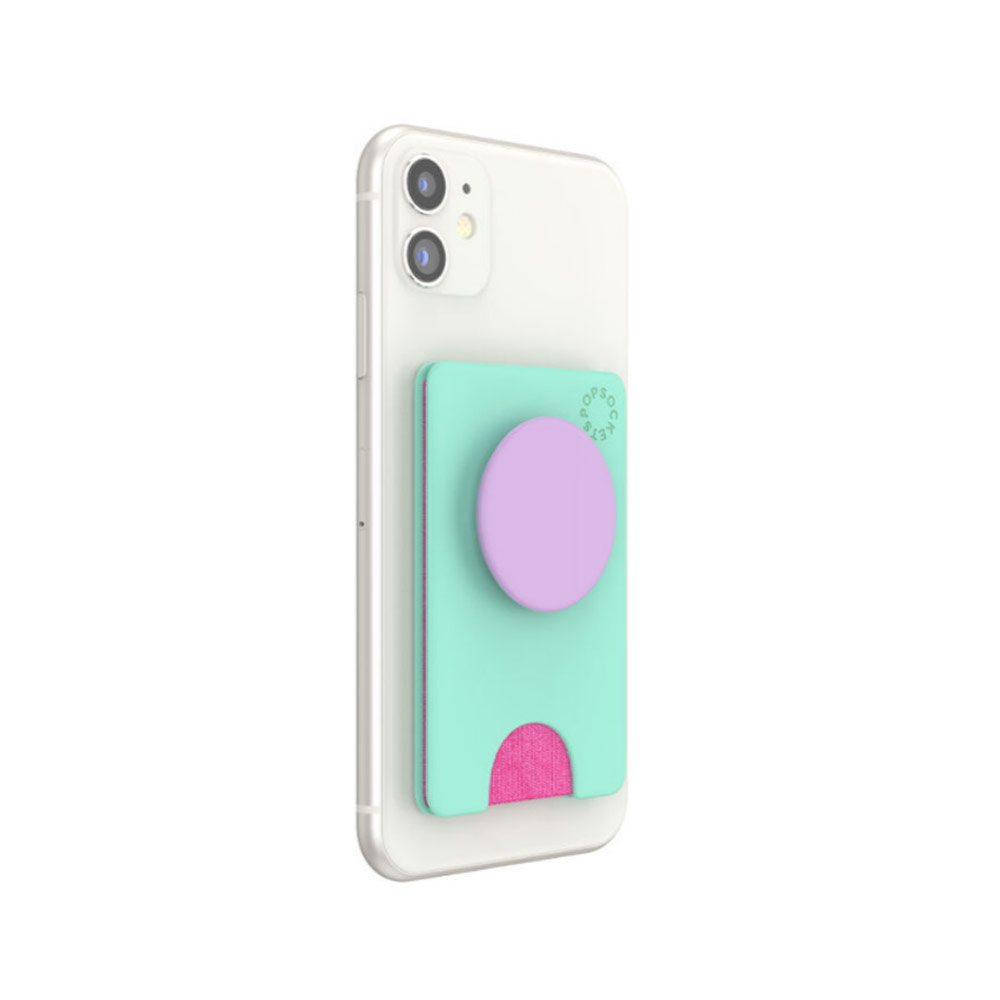 Picture of Popsockets Popwallet Plus Card Holder Credit Card Holder Parking Ticket Holder Card Wallet (Color Block Ultra Mint)
