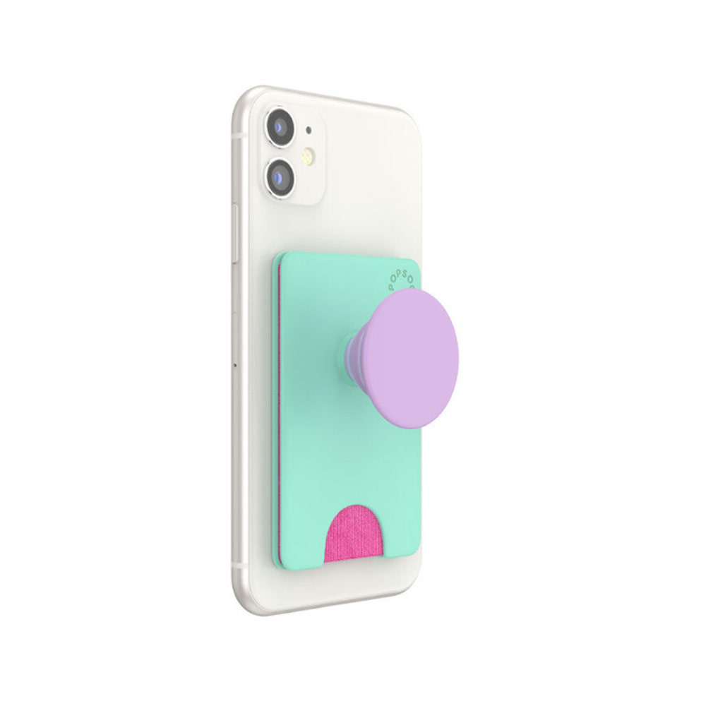 Picture of Popsockets Popwallet Plus Card Holder Credit Card Holder Parking Ticket Holder Card Wallet (Color Block Ultra Mint)