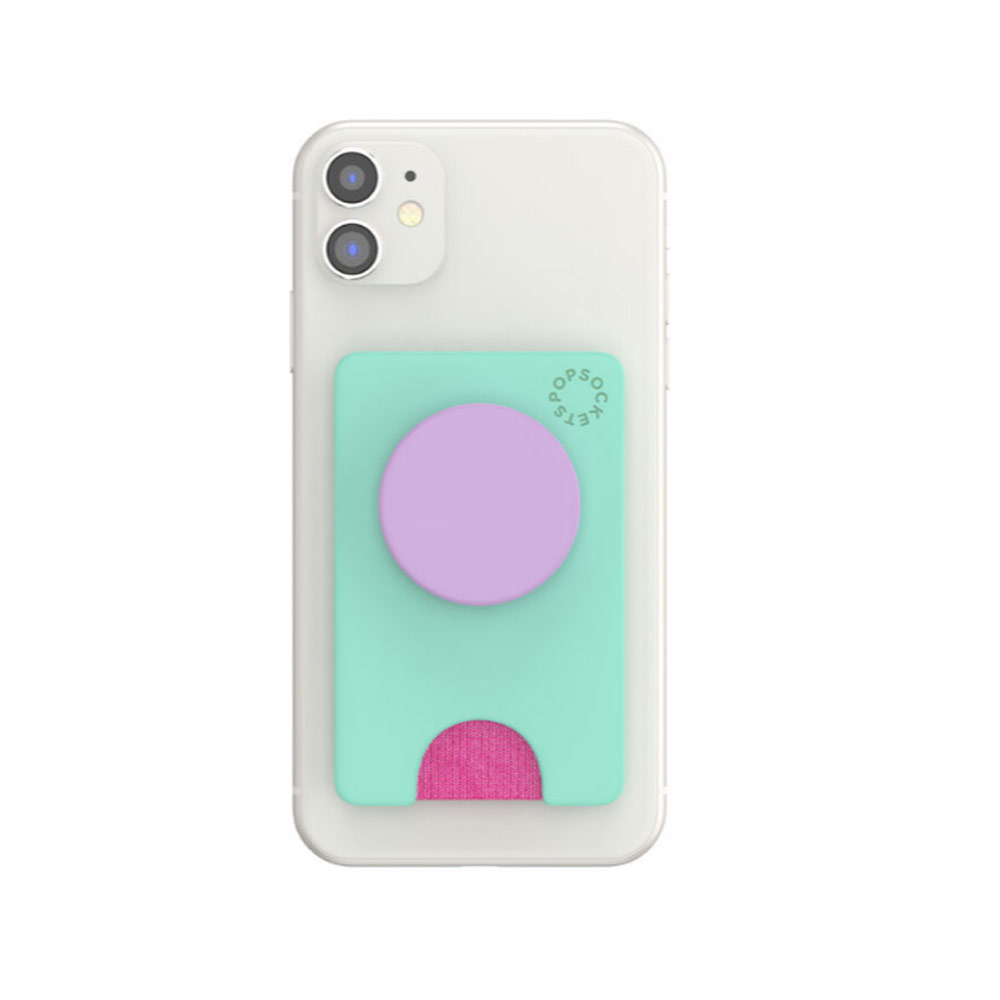 Picture of Popsockets Popwallet Plus Card Holder Credit Card Holder Parking Ticket Holder Card Wallet (Color Block Ultra Mint)
