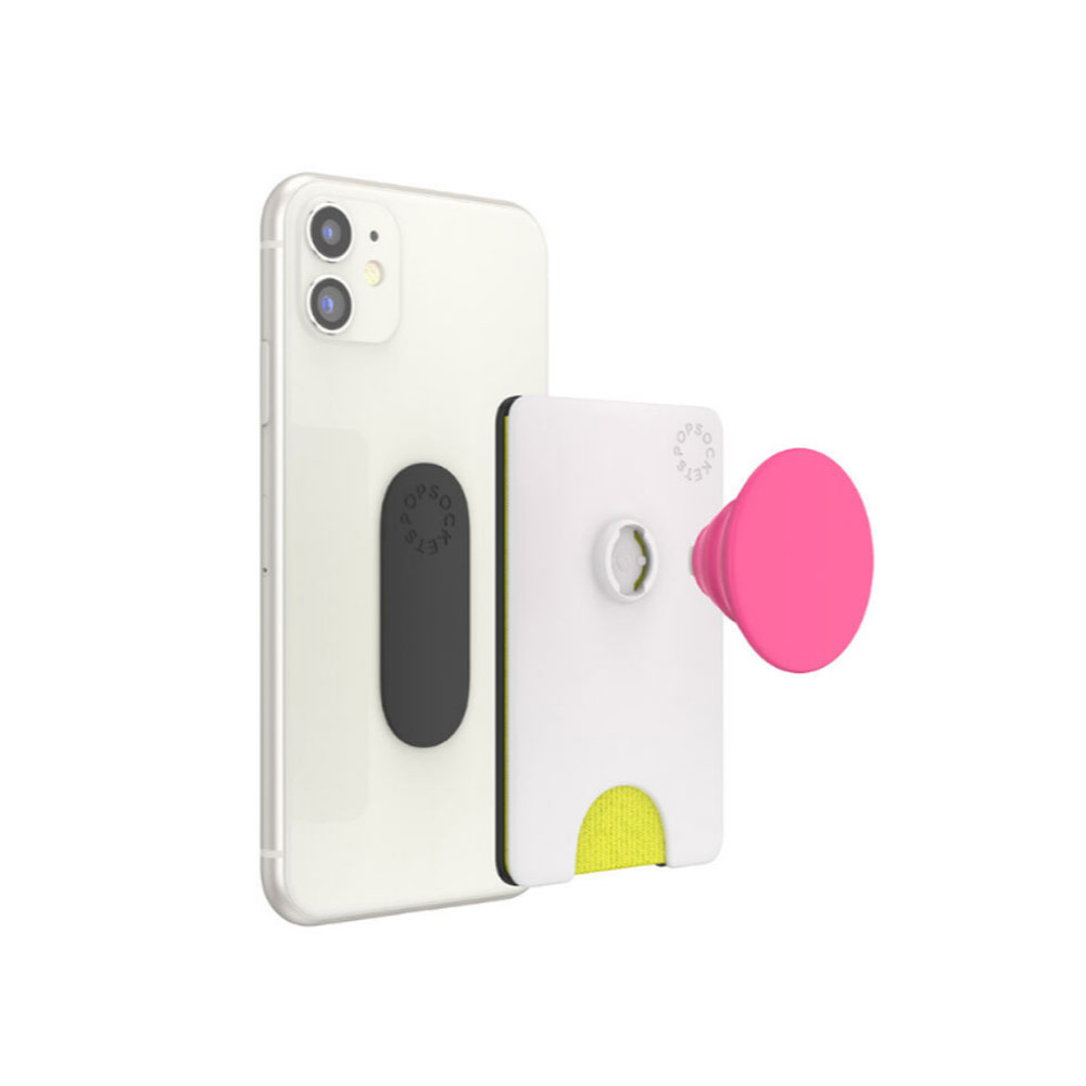 Picture of Popsockets Popwallet Plus Card Holder Credit Card Holder Parking Ticket Holder Card Wallet (Color Block White Neon)