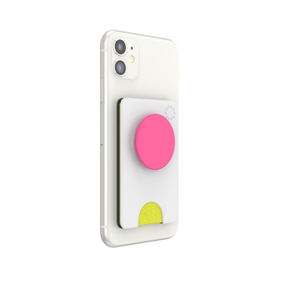 Picture of Popsockets Popwallet Plus Card Holder Credit Card Holder Parking Ticket Holder Card Wallet (Color Block White Neon)