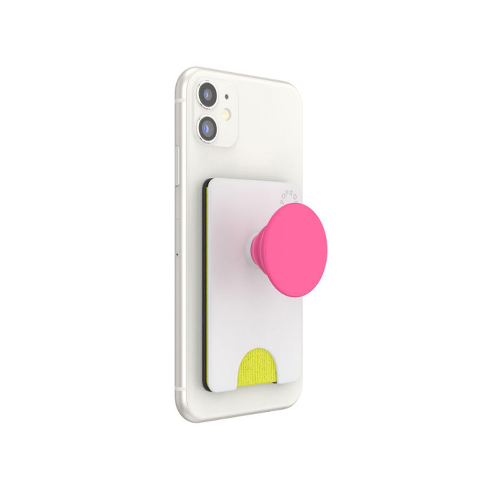 Picture of Popsockets Popwallet Plus Card Holder Credit Card Holder Parking Ticket Holder Card Wallet (Color Block White Neon)