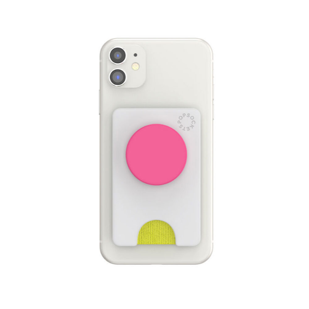 Picture of Popsockets Popwallet Plus Card Holder Credit Card Holder Parking Ticket Holder Card Wallet (Color Block White Neon)