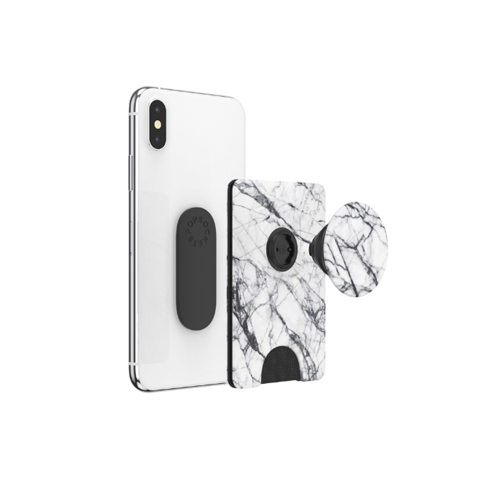 Picture of Popsockets Popwallet Plus Card Holder Credit Card Holder Parking Ticket Holder Card Wallet (Dove White Marble)