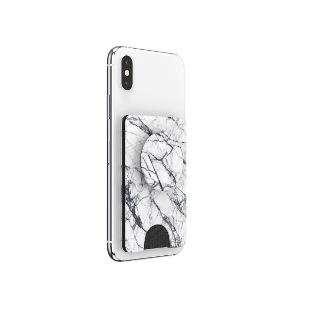 Picture of Popsockets Popwallet Plus Card Holder Credit Card Holder Parking Ticket Holder Card Wallet (Dove White Marble)