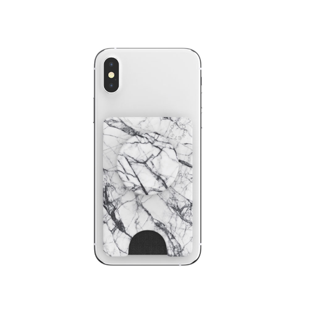 Picture of Popsockets Popwallet Plus Card Holder Credit Card Holder Parking Ticket Holder Card Wallet (Dove White Marble)