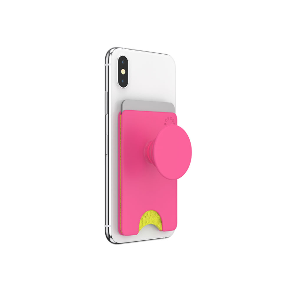 Picture of Popsockets Popwallet Plus Card Holder Credit Card Holder Parking Ticket Holder Card Wallet (Neon Pink)