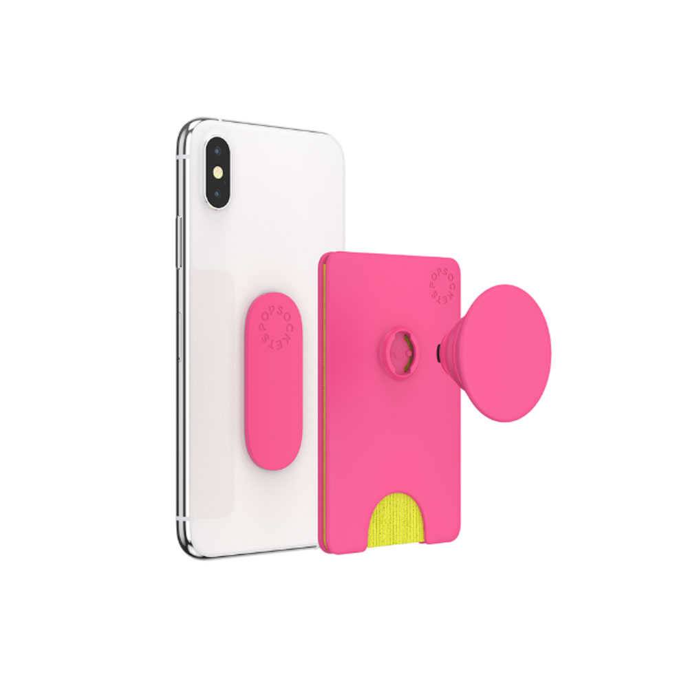 Picture of Popsockets Popwallet Plus Card Holder Credit Card Holder Parking Ticket Holder Card Wallet (Neon Pink)