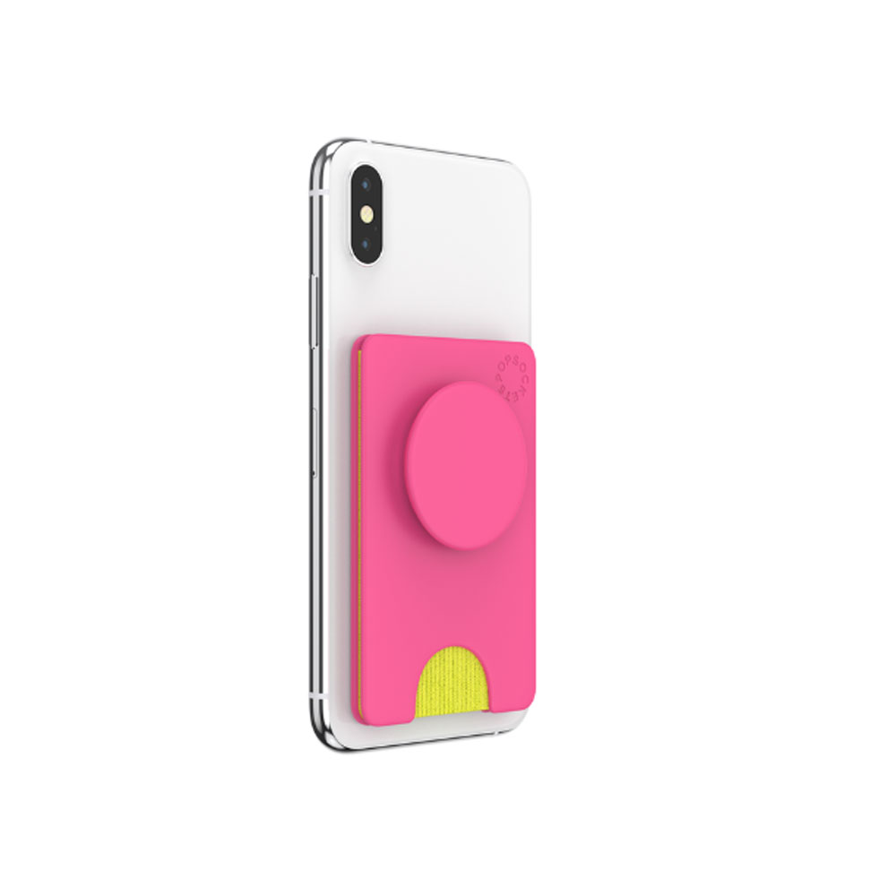 Picture of Popsockets Popwallet Plus Card Holder Credit Card Holder Parking Ticket Holder Card Wallet (Neon Pink)