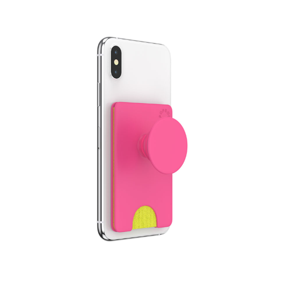 Picture of Popsockets Popwallet Plus Card Holder Credit Card Holder Parking Ticket Holder Card Wallet (Neon Pink)