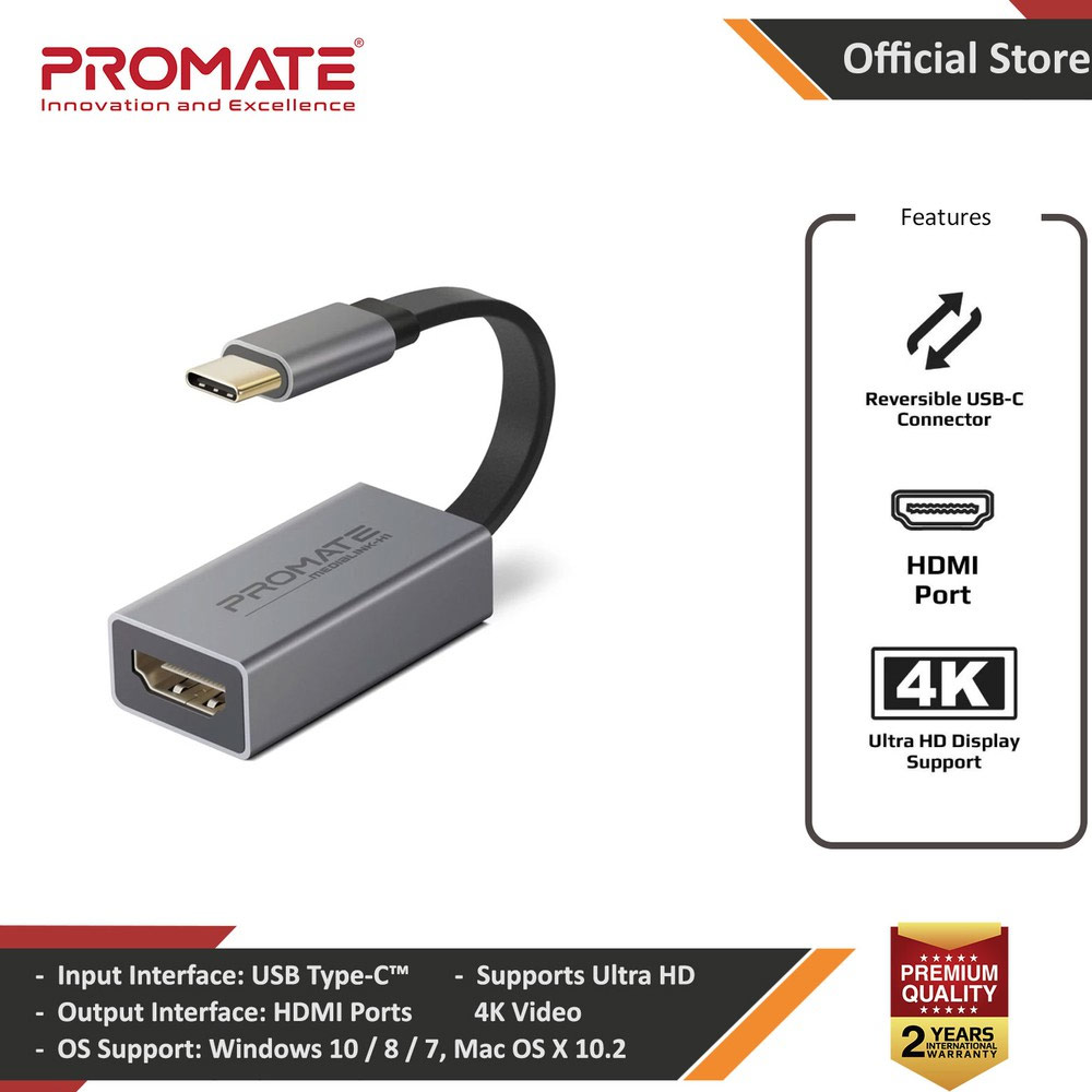 Picture of Promate Type-C� to HDMI Adapter Premium High Definition 4K 30Hz Video Converter USB-C� to HDMI with Audio Output for USB Type-C� Enabled Devices iPad Pro MacBook MediaLink-H1 Red Design- Red Design Cases, Red Design Covers, iPad Cases and a wide selection of Red Design Accessories in Malaysia, Sabah, Sarawak and Singapore 