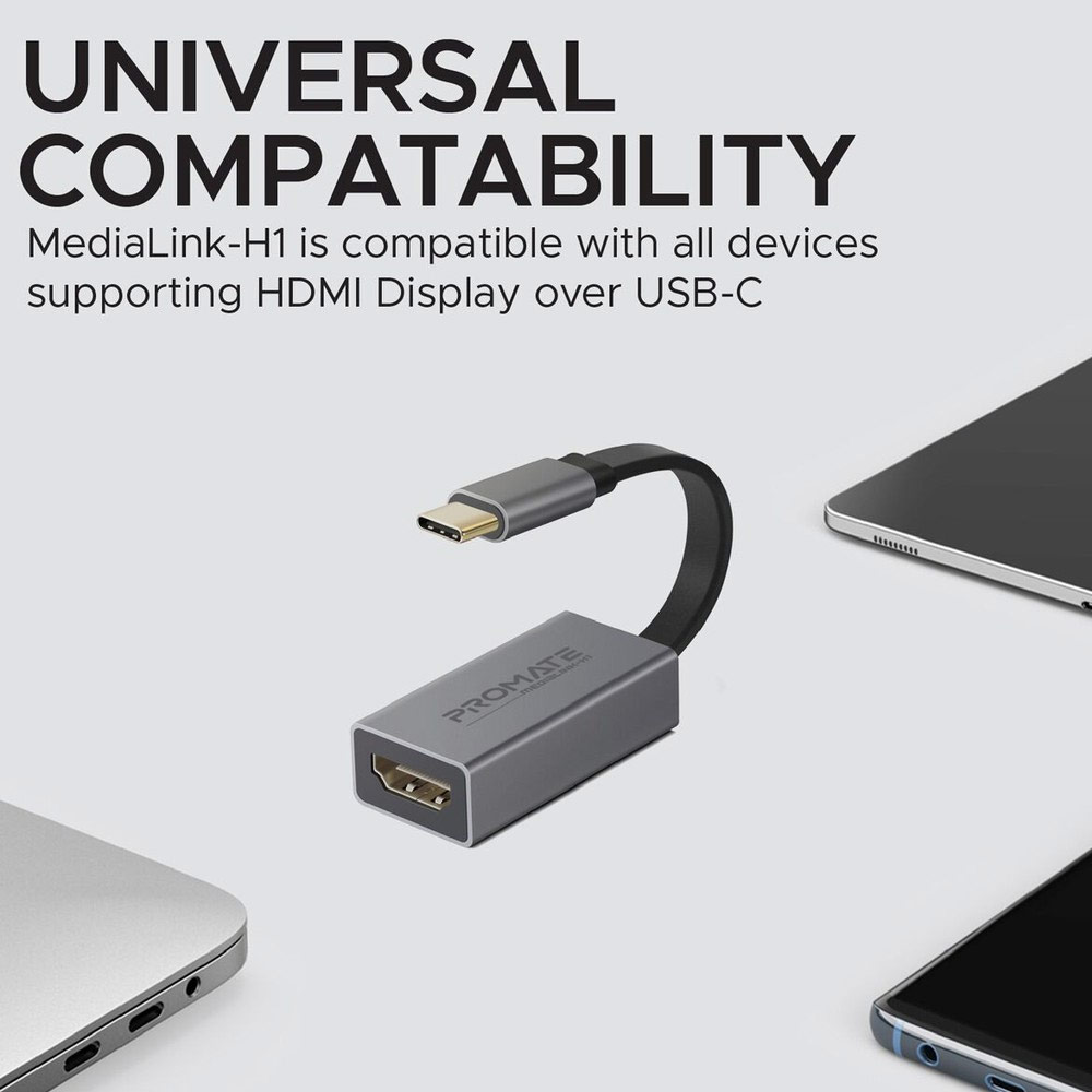 Picture of Promate Type-C� to HDMI Adapter Premium High Definition 4K 30Hz Video Converter USB-C� to HDMI with Audio Output for USB Type-C� Enabled Devices iPad Pro MacBook MediaLink-H1