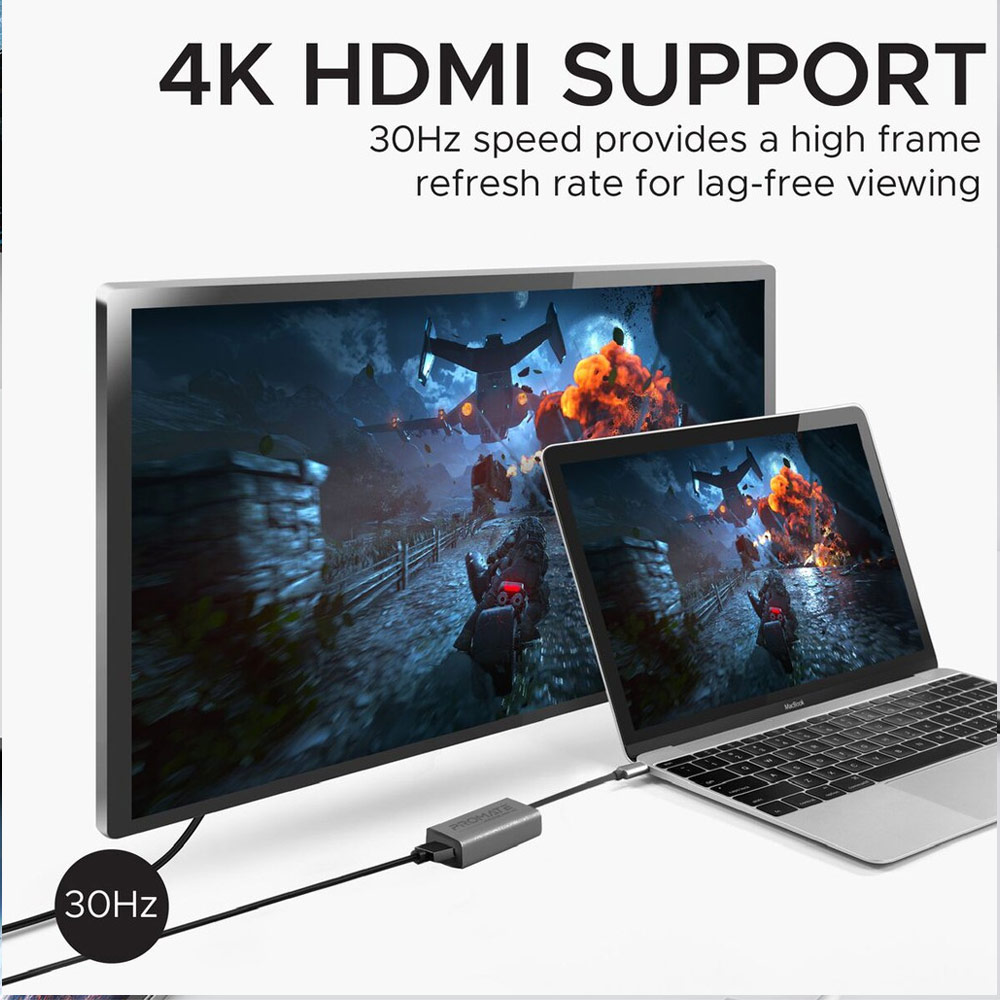 Picture of Promate Type-C� to HDMI Adapter Premium High Definition 4K 30Hz Video Converter USB-C� to HDMI with Audio Output for USB Type-C� Enabled Devices iPad Pro MacBook MediaLink-H1