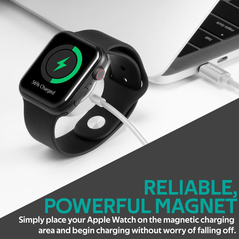 Picture of Apple Watch 40mm Charger | Promate Apple Watch Charger to USB-C� Cable Fast Charging 5W Apple MFi Certified Magnetic Wireless Charging Cord with Anti-Tangle 100cm Cord and Over-Heating Protection for Apple Watch Series 7 8 6 5 4 3 2 1  AuraCord-C