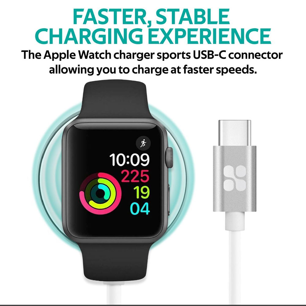 Picture of Apple Watch 40mm Charger | Promate Apple Watch Charger to USB-C� Cable Fast Charging 5W Apple MFi Certified Magnetic Wireless Charging Cord with Anti-Tangle 100cm Cord and Over-Heating Protection for Apple Watch Series 7 8 6 5 4 3 2 1  AuraCord-C