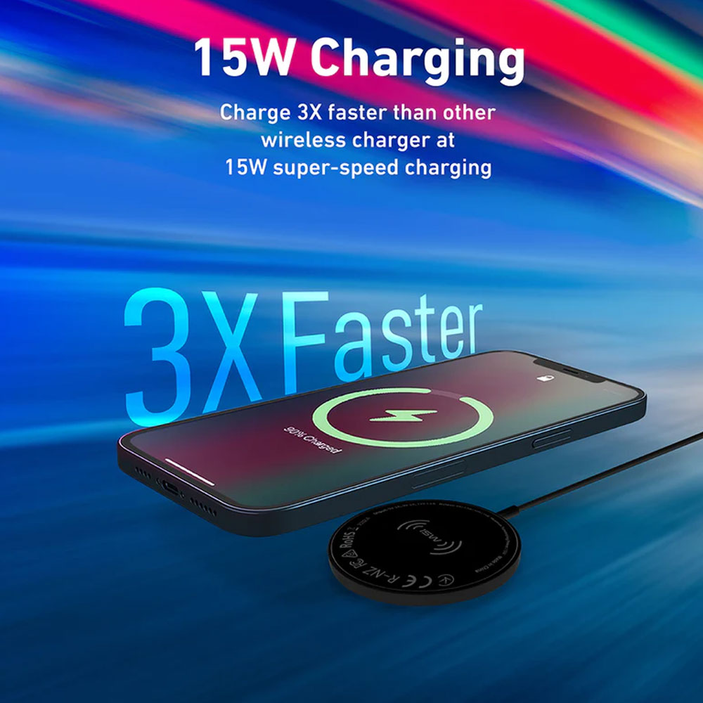 Picture of  Apple Airpods 2 Charger | Promate 3-in-1 Wireless Charger Dual Sided Magnetic Qi Wireless Charging Pad with 15W Mag-Safe Charging for iPhone 13 14 Pro Max  5W Apple Watch AirPods Pro Charger and USB-C� Connector for All Qi-Enabled Devices MagCord-Trio (Black)