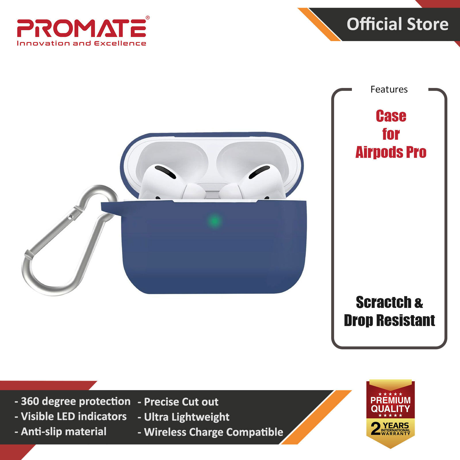 Picture of Promate AirPods Pro Silicone Case Slim-Fit Shockproof Protective Wireless Charging AirPods Pro Cover with Dual-Lid, Scratch Resistance and Anti-Slip Case for Apple Airpods Pro SiliCase-Pro (Blue)  Apple Airpods Pro-  Apple Airpods Pro Cases,  Apple Airpods Pro Covers, iPad Cases and a wide selection of  Apple Airpods Pro Accessories in Malaysia, Sabah, Sarawak and Singapore 