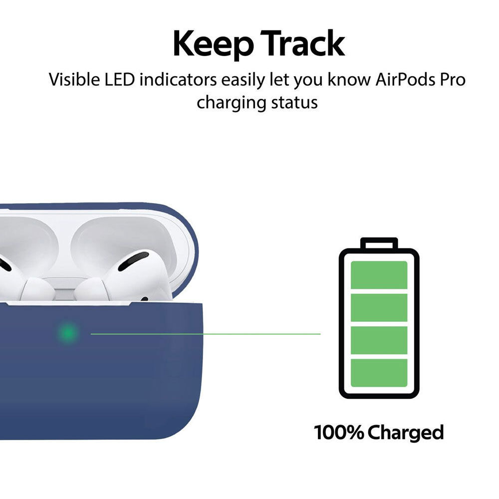 Picture of  Apple Airpods Pro Case | Promate AirPods Pro Silicone Case Slim-Fit Shockproof Protective Wireless Charging AirPods Pro Cover with Dual-Lid, Scratch Resistance and Anti-Slip Case for Apple Airpods Pro SiliCase-Pro (Blue)
