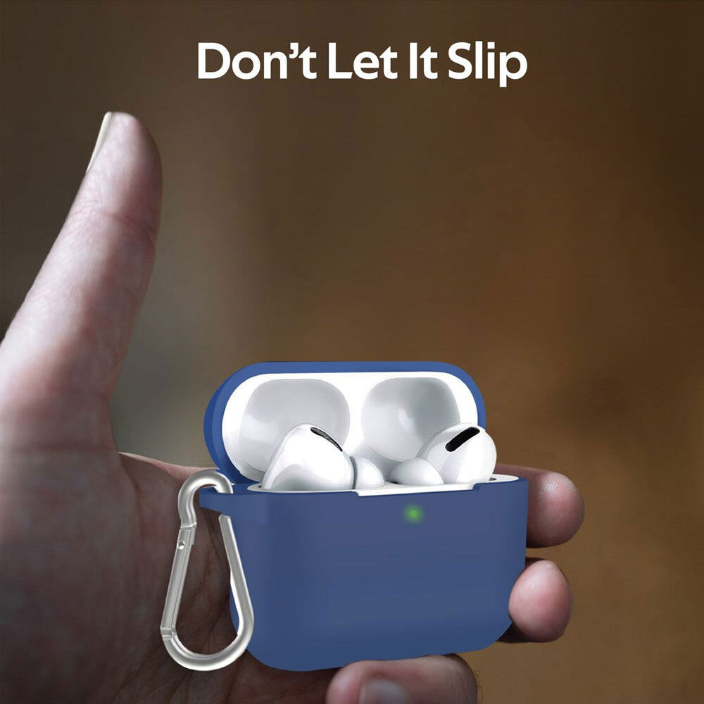 Picture of  Apple Airpods Pro Case | Promate AirPods Pro Silicone Case Slim-Fit Shockproof Protective Wireless Charging AirPods Pro Cover with Dual-Lid, Scratch Resistance and Anti-Slip Case for Apple Airpods Pro SiliCase-Pro (Blue)