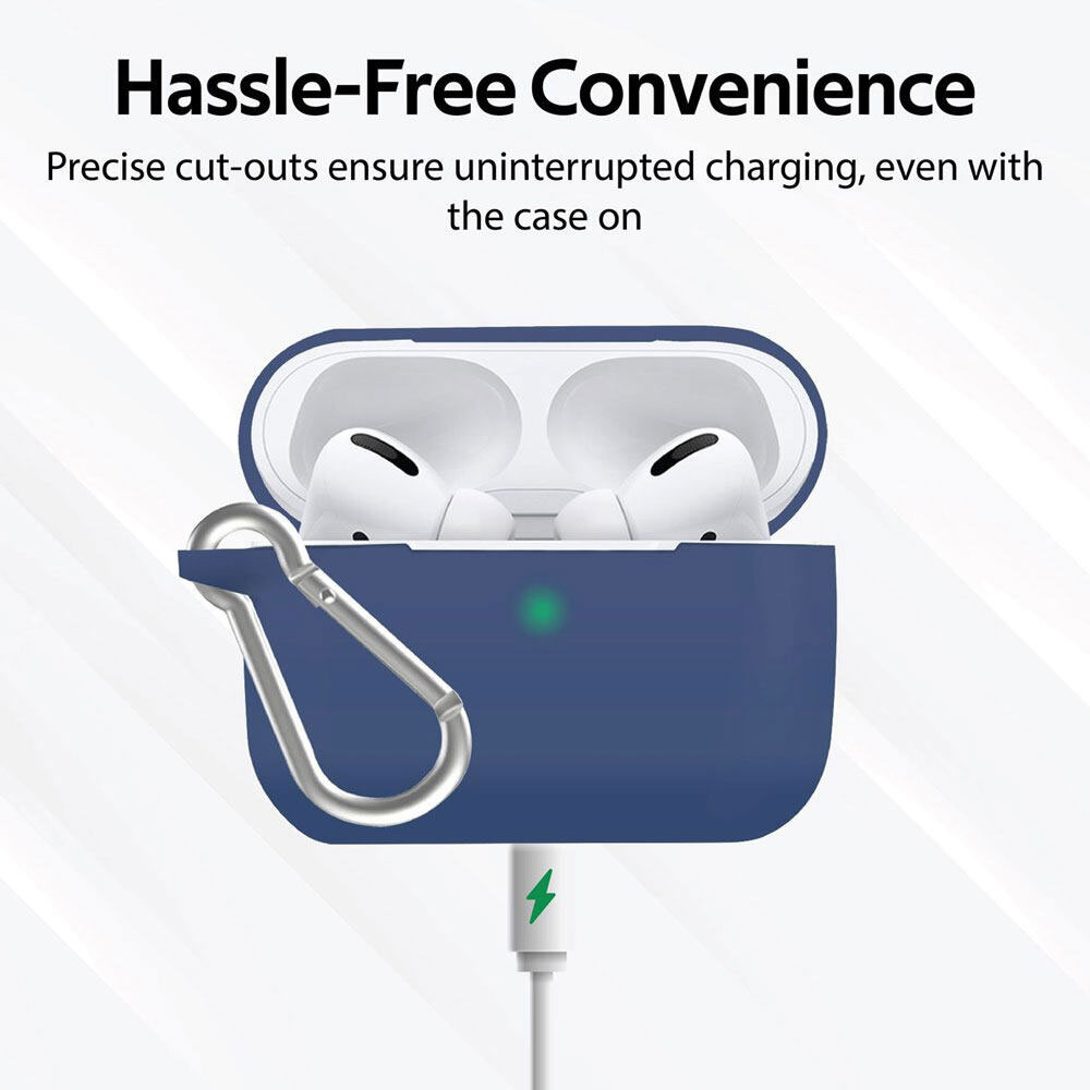 Picture of  Apple Airpods Pro Case | Promate AirPods Pro Silicone Case Slim-Fit Shockproof Protective Wireless Charging AirPods Pro Cover with Dual-Lid, Scratch Resistance and Anti-Slip Case for Apple Airpods Pro SiliCase-Pro (Blue)