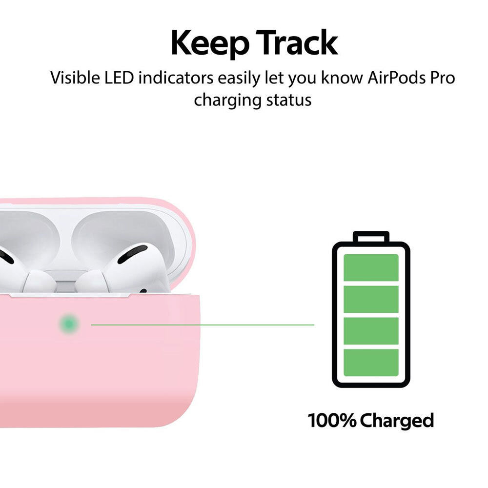 Picture of  Apple Airpods Pro Case | Promate AirPods Pro Silicone Case Slim-Fit Shockproof Protective Wireless Charging AirPods Pro Cover with Dual-Lid, Scratch Resistance and Anti-Slip Case for Apple Airpods Pro SiliCase-Pro (Pink)