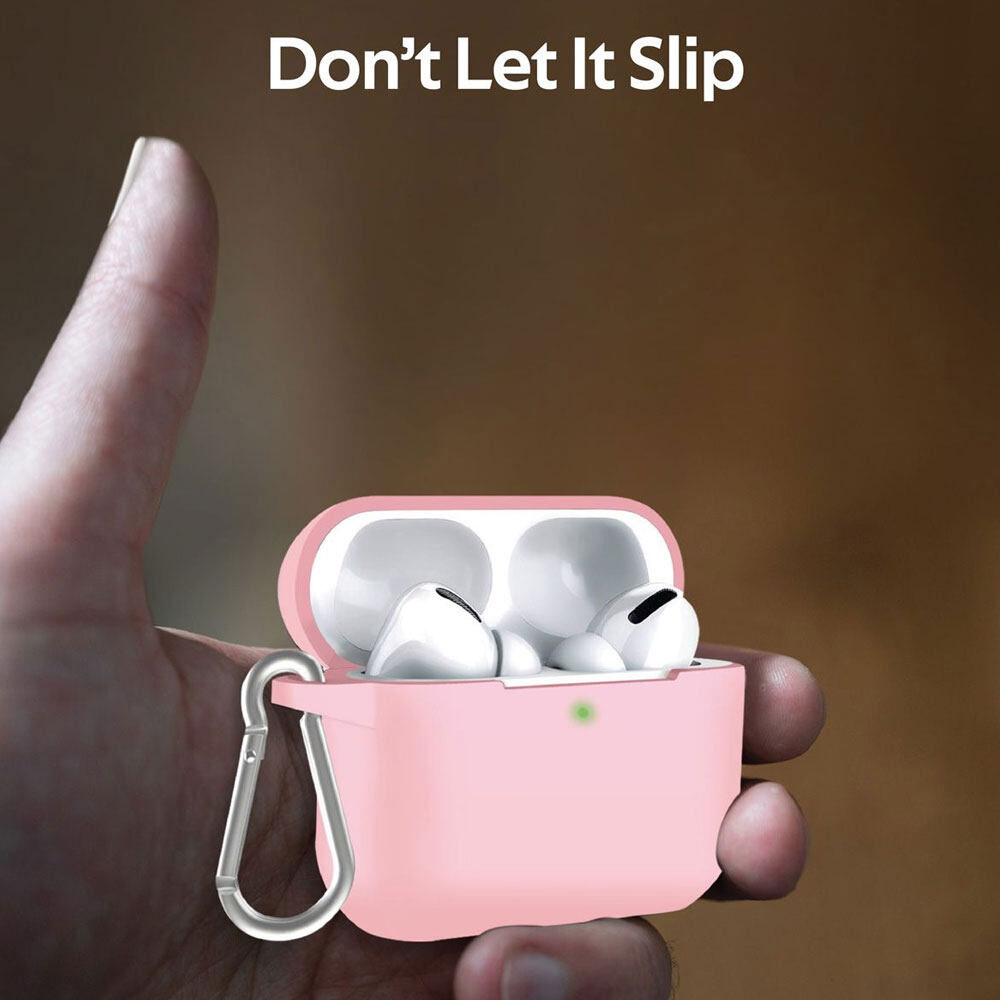 Picture of  Apple Airpods Pro Case | Promate AirPods Pro Silicone Case Slim-Fit Shockproof Protective Wireless Charging AirPods Pro Cover with Dual-Lid, Scratch Resistance and Anti-Slip Case for Apple Airpods Pro SiliCase-Pro (Pink)