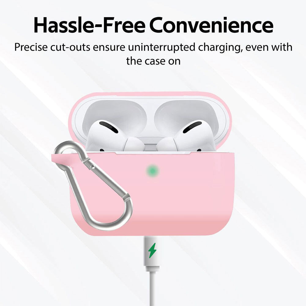 Picture of  Apple Airpods Pro Case | Promate AirPods Pro Silicone Case Slim-Fit Shockproof Protective Wireless Charging AirPods Pro Cover with Dual-Lid, Scratch Resistance and Anti-Slip Case for Apple Airpods Pro SiliCase-Pro (Pink)