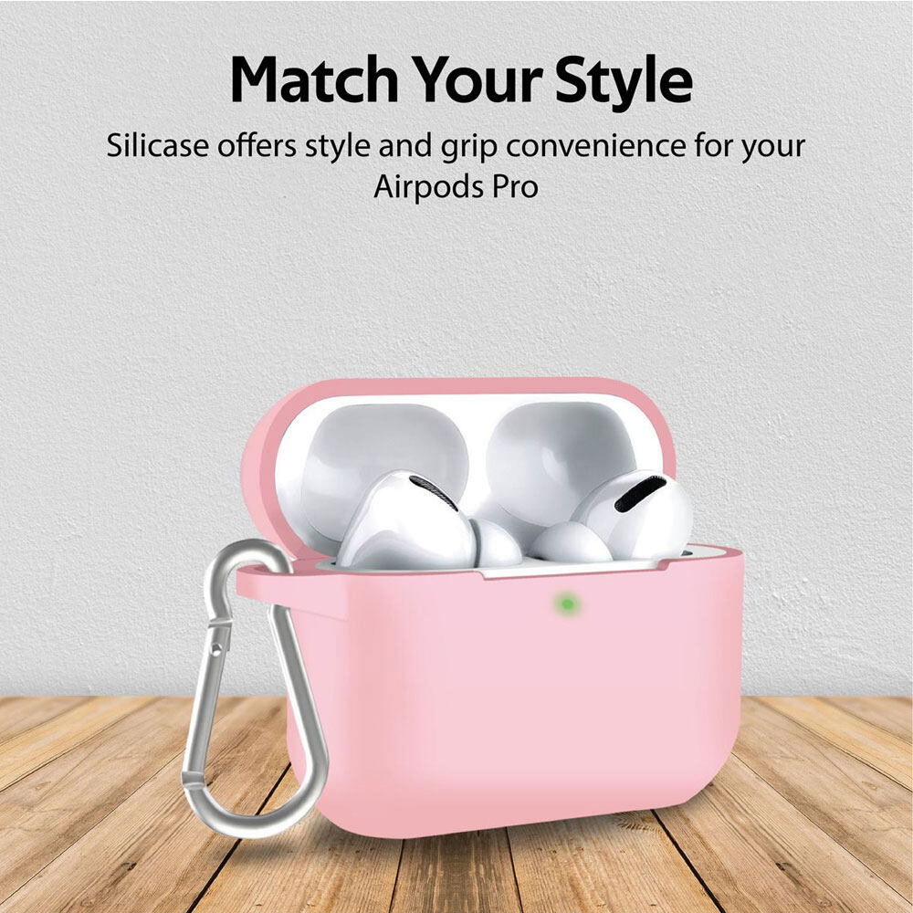 Picture of  Apple Airpods Pro Case | Promate AirPods Pro Silicone Case Slim-Fit Shockproof Protective Wireless Charging AirPods Pro Cover with Dual-Lid, Scratch Resistance and Anti-Slip Case for Apple Airpods Pro SiliCase-Pro (Pink)