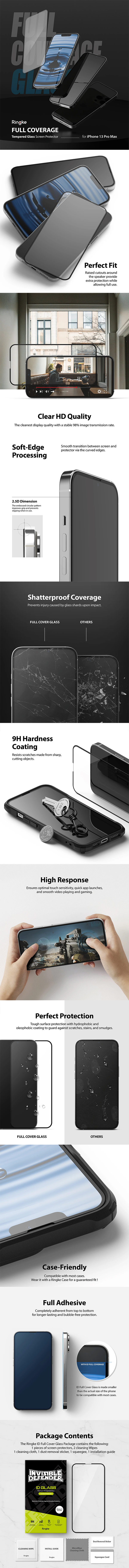 Picture of  Apple iPhone 13 Pro Max 6.7 Screen Protector | Ringke Invisible Defender Glass Tempered Glass Screen Protector for Apple iPhone 13 Pro Max 6.7 (Clear)