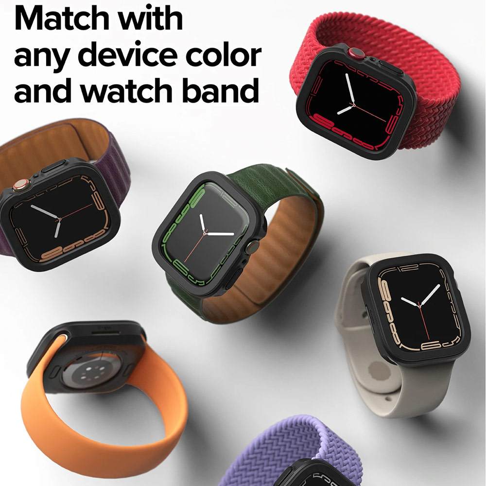 Picture of Apple Watch 45mm Case | Ringke Air Sports Soft Bumper Case for Apple Watch Series 7 8 9 45mm Series SE 6 5 4 44mm Case (Black)