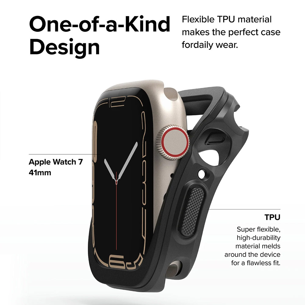 Picture of Apple Watch 45mm Case | Ringke Air Sports Soft Bumper Case for Apple Watch Series 7 8 9 45mm Series SE 6 5 4 44mm Case (Black)