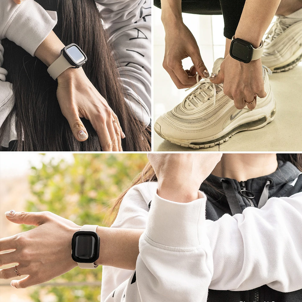 Picture of Apple Watch 45mm Case | Ringke Air Sports Soft Bumper Case for Apple Watch Series 7 8 9 45mm Series SE 6 5 4 44mm Case (Black)