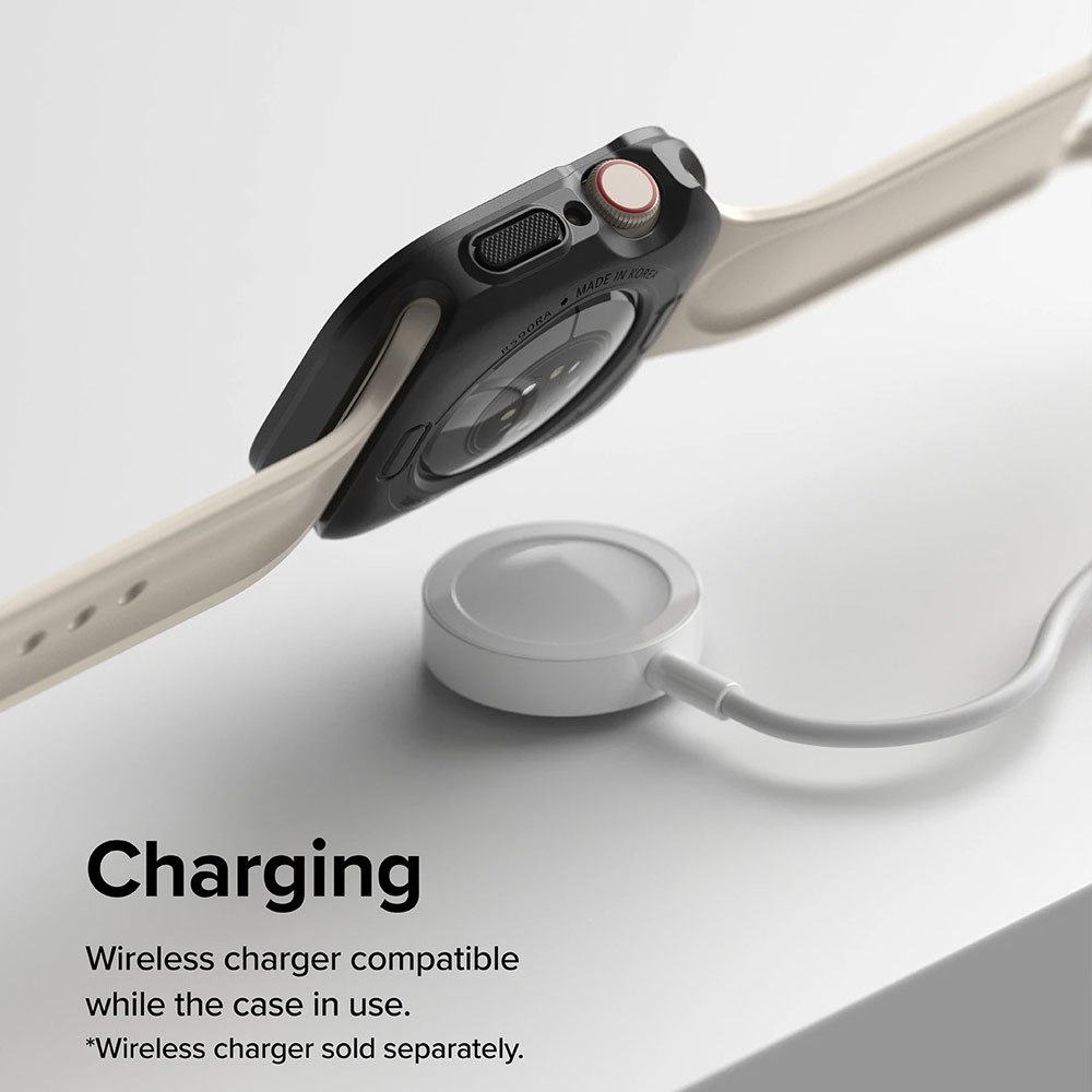 Picture of Apple Watch 45mm Case | Ringke Air Sports Soft Bumper Case for Apple Watch Series 7 8 9 45mm Series SE 6 5 4 44mm Case (Black)