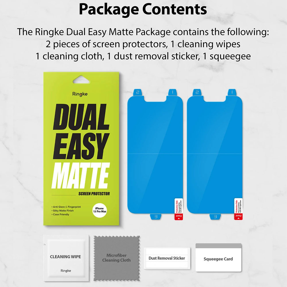 Picture of  Apple iPhone 13 Pro Max 6.7 Screen Protector | Ringke Dual Easy Film Matte Screen Protector for Apple iPhone 13 Pro Max 6.7 (Matte 2pcs)
