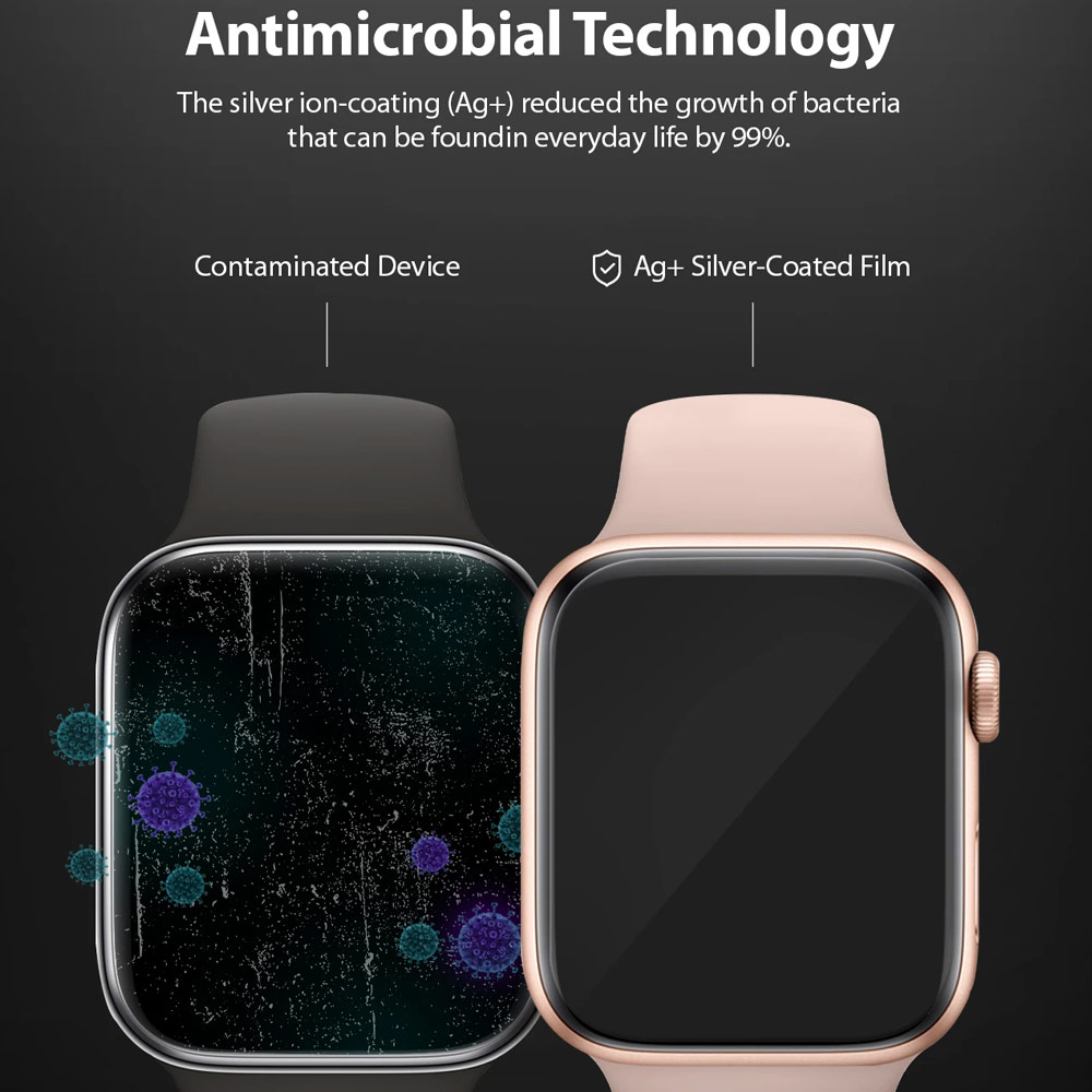 Picture of Apple Watch 41mm Screen Protector | Ringke Easy Flex High Flexibility EPU film Screen Protector for Apple Watch Series 7 8 9 41mm Series 4 5 6 40mm (2 PACK)