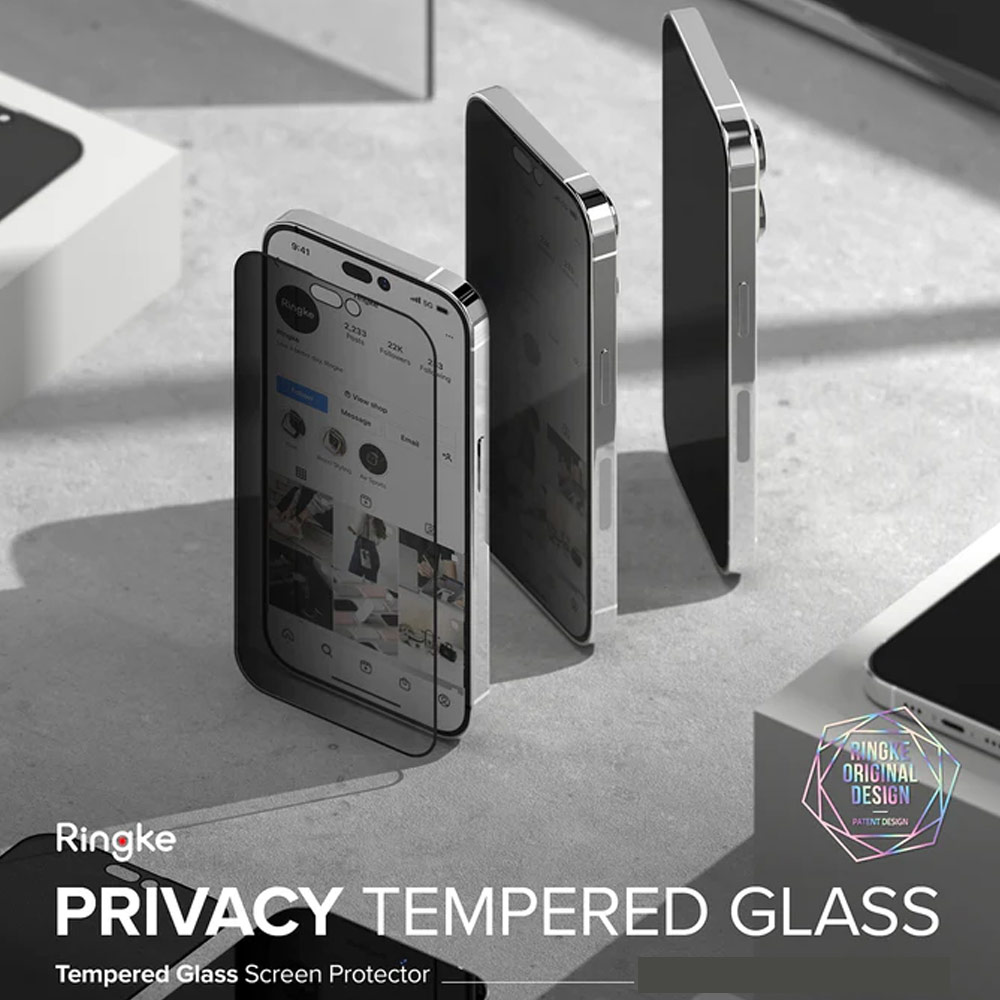 Picture of  Apple iPhone 14 Pro 6.1 Screen Protector | Ringke Premium Tempered Glass Screen Protector with Easy Installation Jig Kit for Apple iPhone 14 Pro 6.1 (Privacy Anti Peep Anti View)