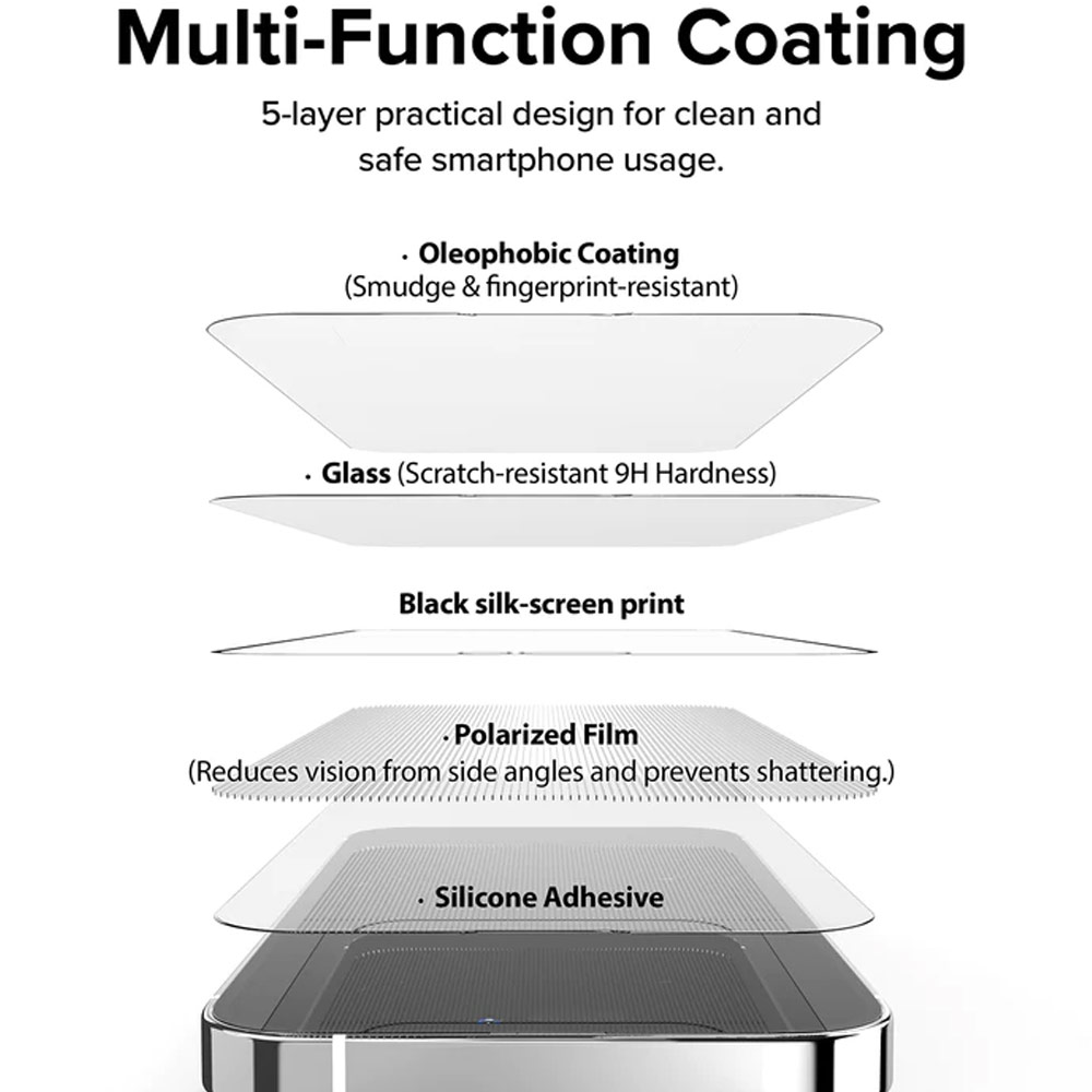 Picture of  Apple iPhone 14 Pro 6.1 Screen Protector | Ringke Premium Tempered Glass Screen Protector with Easy Installation Jig Kit for Apple iPhone 14 Pro 6.1 (Privacy Anti Peep Anti View)