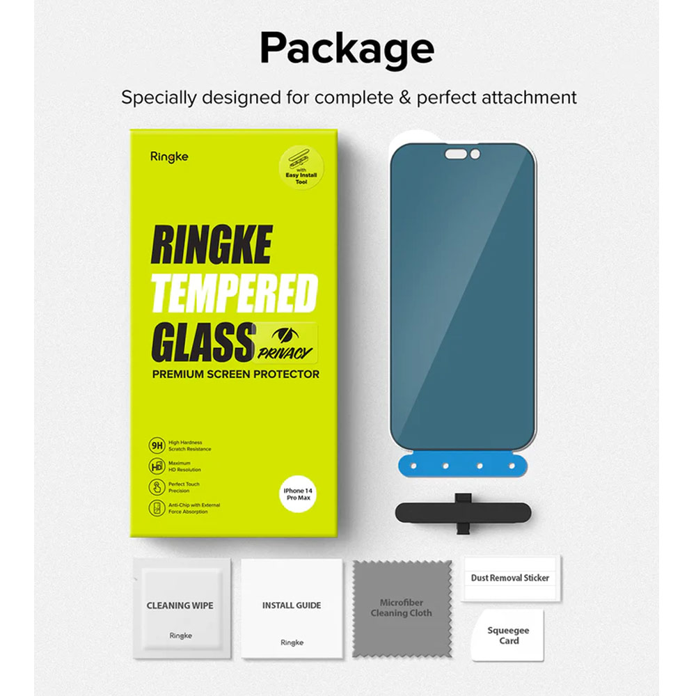 Picture of  Apple iPhone 14 Pro 6.1 Screen Protector | Ringke Premium Tempered Glass Screen Protector with Easy Installation Jig Kit for Apple iPhone 14 Pro 6.1 (Privacy Anti Peep Anti View)
